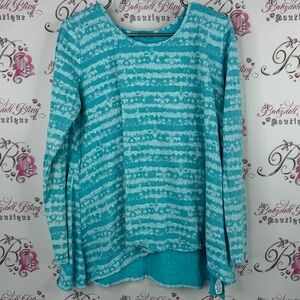 Fresh Produce long sleeve stripes tie dye Teal Striped Long Sleeve Top